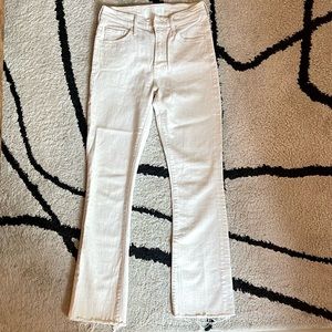 Mother Denim Insider Ankle Fray Pants - Chalk Ivory